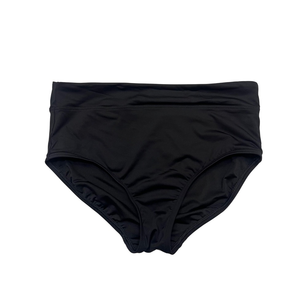 Lands' End Black High Waisted Full Coverage Bikini Swim Bottoms Size 8
